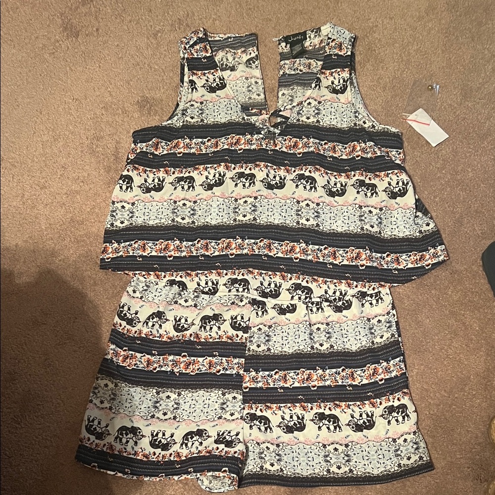 Justify Black and White Elephant Print Jumpsuit